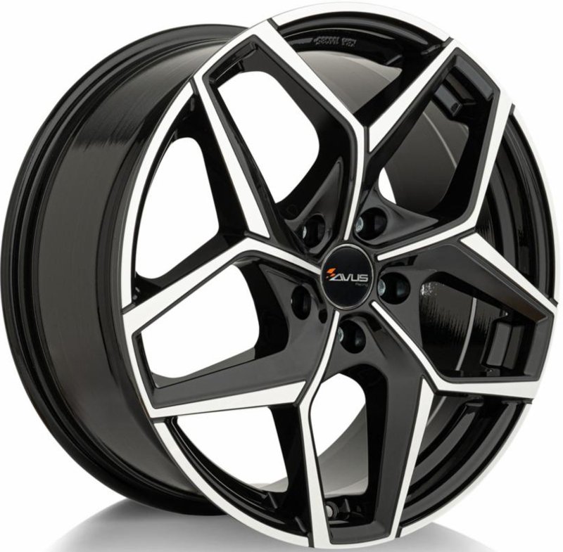 Cerchio AVUS AC-523 Black Polished 5 fori 18\" 7.5X18 ET44 5x114.3
