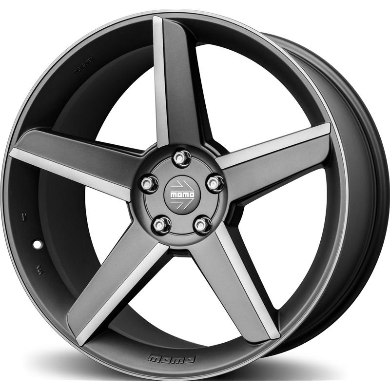 Cerchi in Lega MOMO WHEELS Stealth Anthracite Opaco Diamantato 5 fori 19\" 8.5X19 ET45 5x114.3
