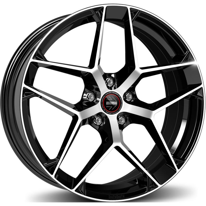 Cerchio MOMO WHEELS RF-07 Nero Lucido Diamantato 5 fori 19\" 8.5X19 ET40 5x114.3