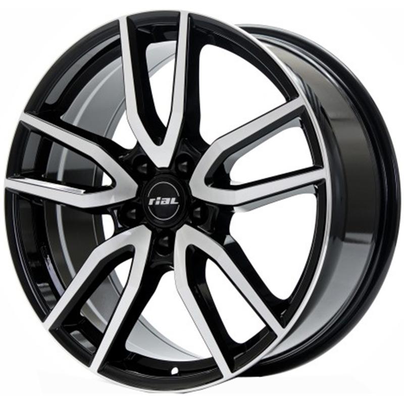 Cerchi in Lega RIAL Torino Diamant Schwarz Frontpoliert 5 fori 16\" 6.5X16 ET50 5x108