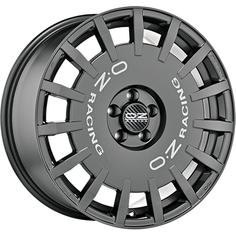 Cerchio OZ RACING Rally Racing Dark Grahpite Silver Lettering 5 fori 18\" 7.5X18 ET45 5x114.3