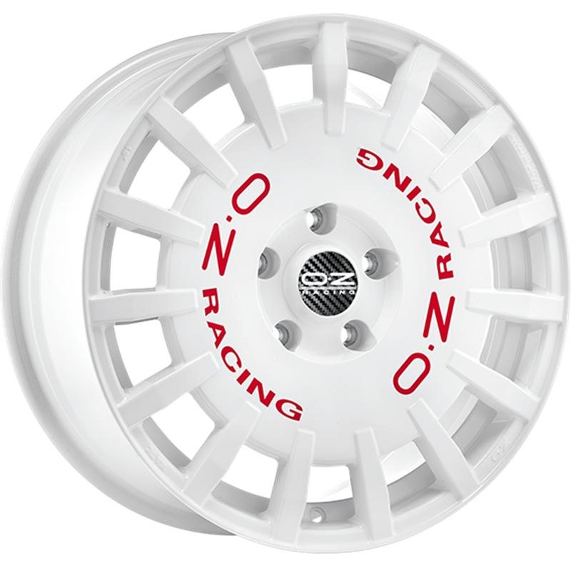 Cerchio OZ RACING Rally Racing Race White Red Lettering 5 fori 18\" 8X18 ET45 5x114.3