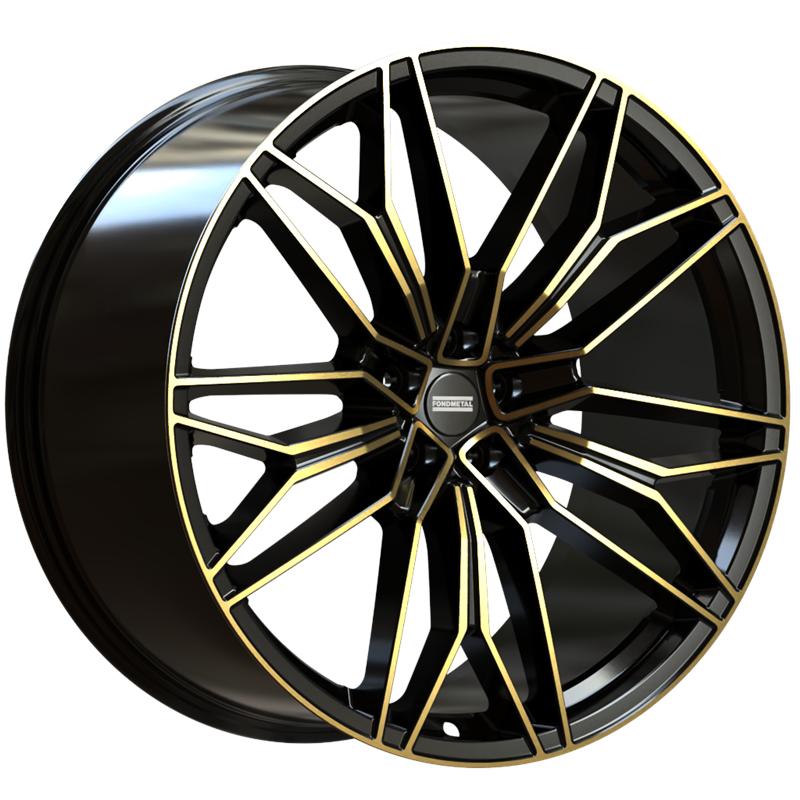 Cerchio FONDMETAL StC-23 Black Clearcoat Glossy Gold Machined 5 fori 23\" 10X23 ET18 5x112