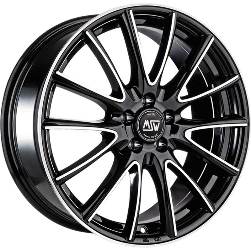 Cerchi in Lega MSW Msw 86 Gloss Black Full Polished 5 fori 17\" 7.5X17 ET47 5x120