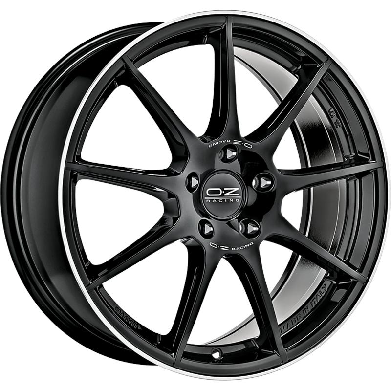 Cerchio OZ RACING Veloce gt Gloss Black diamond Lip silver Lettering 5 fori 18\" 8X18 ET45 5x112