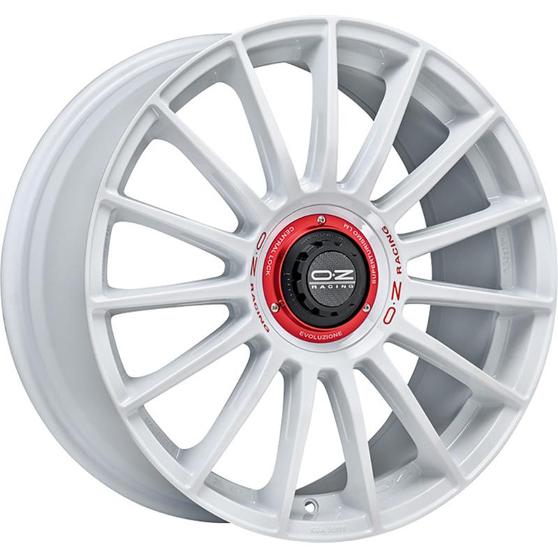 Cerchio OZ RACING Superturismo Evoluzione Wrc Race White Red Lettering 5 fori 19\" 8.5X19 ET38 5x114.3