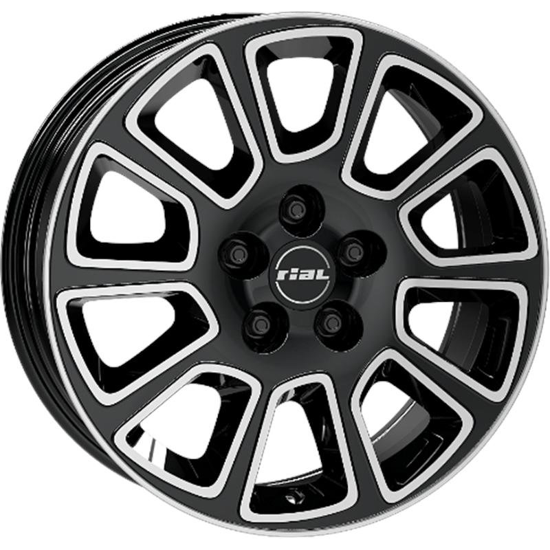 Cerchio RIAL Transporter 2 Diamant Schwarz Frontpoliert 5 fori 17\" 7X17 ET45 5x114.3
