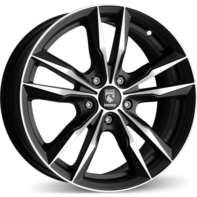Cerchio MOMO WHEELS Reds Fast Nero Opaco Diamantato 5 fori 16\" 6.5X16 ET40 5x114.3