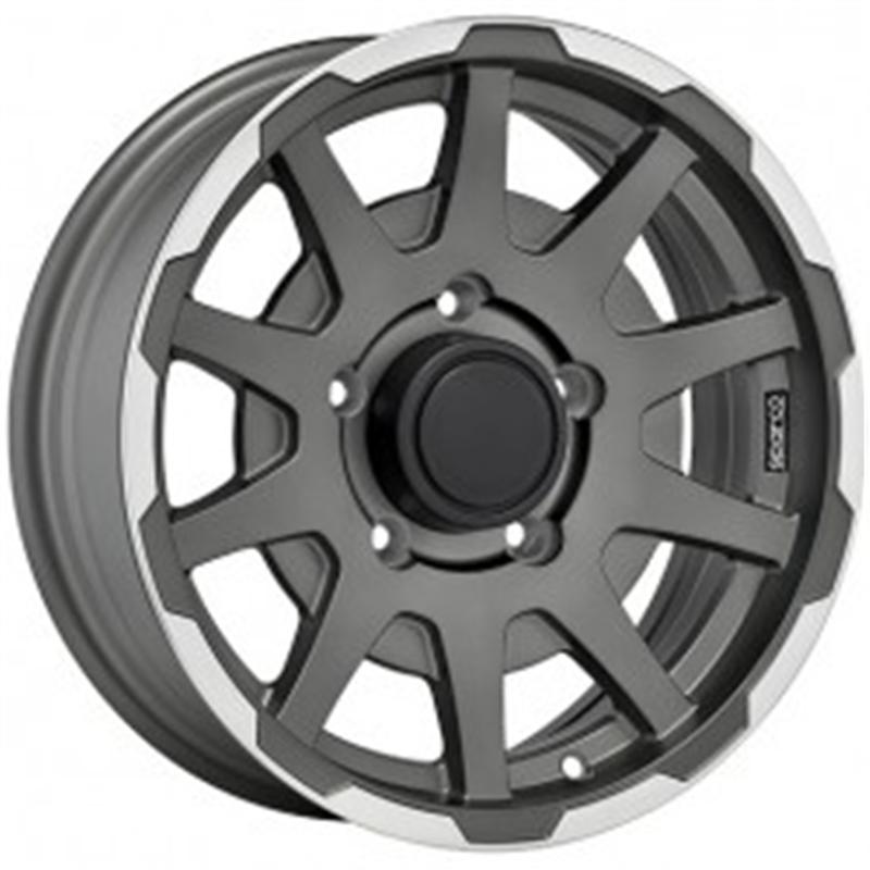 Cerchio SPARCO Dakar Matt Dark Grey Lip Polished 5 fori 16\" 5.5X16 ET5 5x139.7