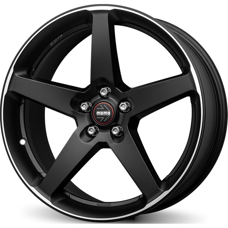 aCerchi in Lega MOMO WHEELS Five Nero Opaco Diamantato 5 fori 18\" 8X18 ET40 5x114.3