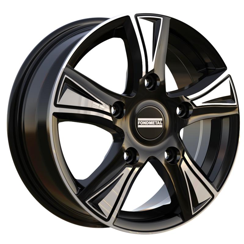 aCerchi in Lega FONDMETAL Pro1 Glossy Black Machined 5 fori 16\" 6.5X16 ET45 5x114.3