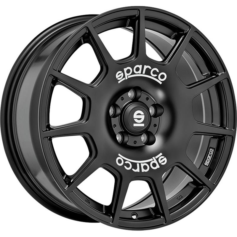 aCerchi in Lega SPARCO Terra Matt Black White Lettering 5 fori 18\" 8X18 ET45 5x108