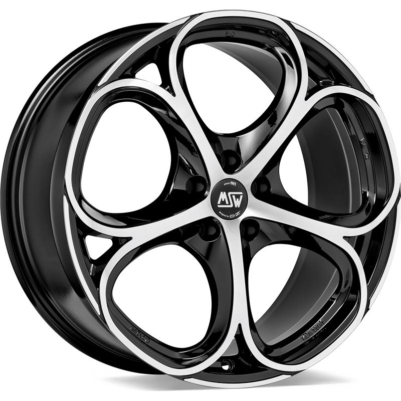 aCerchi in Lega MSW Msw 82 Gloss Black Full Polished 5 fori 18\" 8X18 ET40 5x110