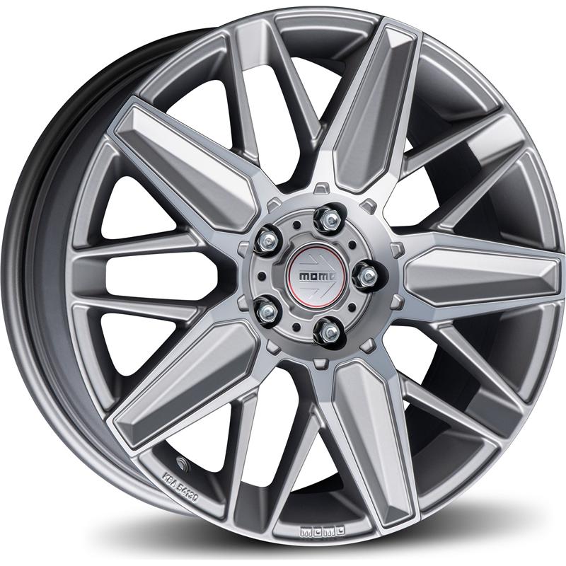 aCerchi in Lega MOMO WHEELS Evoluzione Titan Silver Opaco Diamantato 5 fori 18\" 8X18 ET42 5x114.3