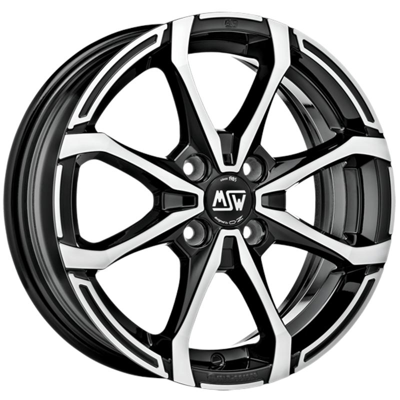 aCerchi in Lega MSW Msw x4 Gloss Black Full Polished 4 fori 14\" 5.5X14 ET24 4x108