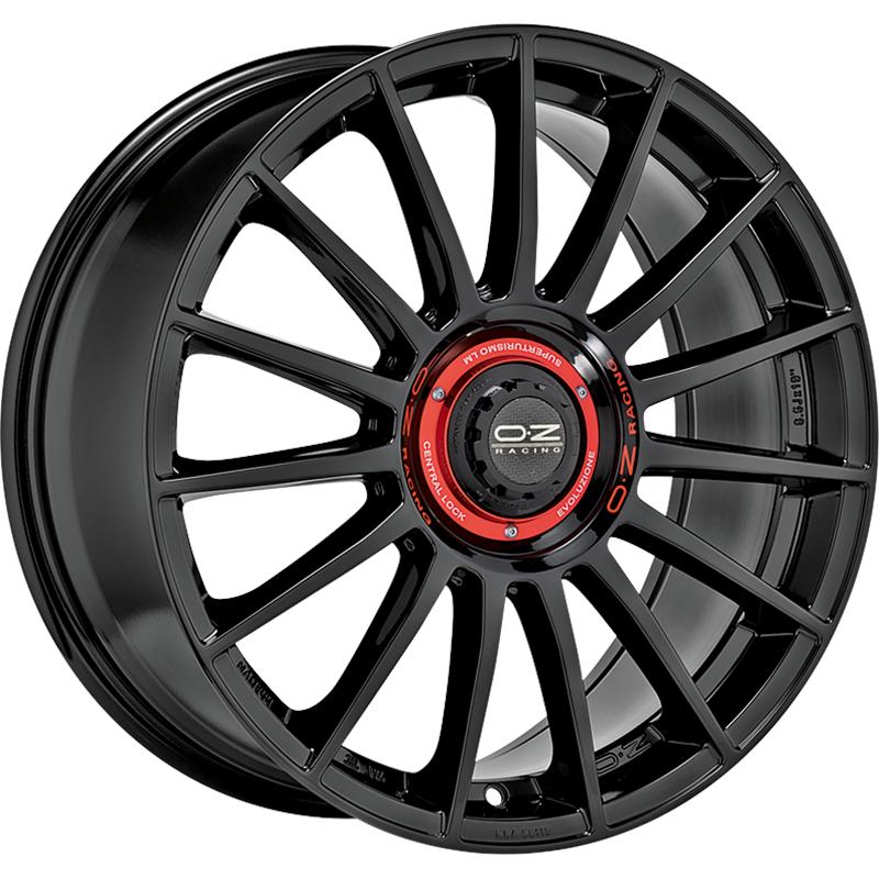 aCerchi in Lega OZ RACING Superturismo Evoluzione Wrc Gloss Black + Red Lettering 5 fori 19\" 8.5X19 ET38 5x114.3