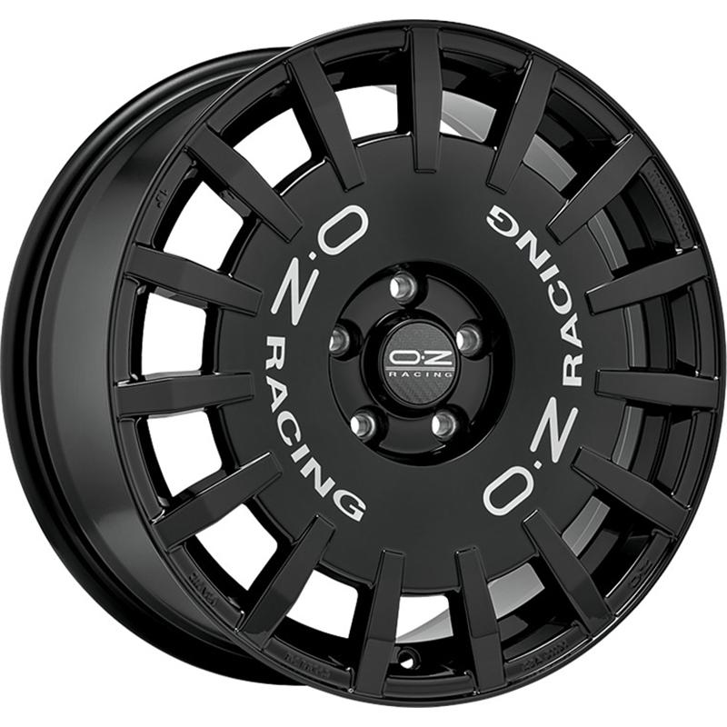 aCerchi in Lega OZ RACING Rally Racing Gloss Black Silver Lettering 5 fori 17\" 7X17 ET45 5x114.3