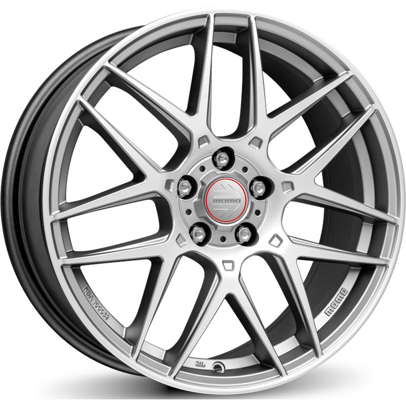 aCerchi in Lega MOMO WHEELS Competizione Titan Silver Opaco Diamantato 5 fori 18\" 8X18 ET40 5x114.3