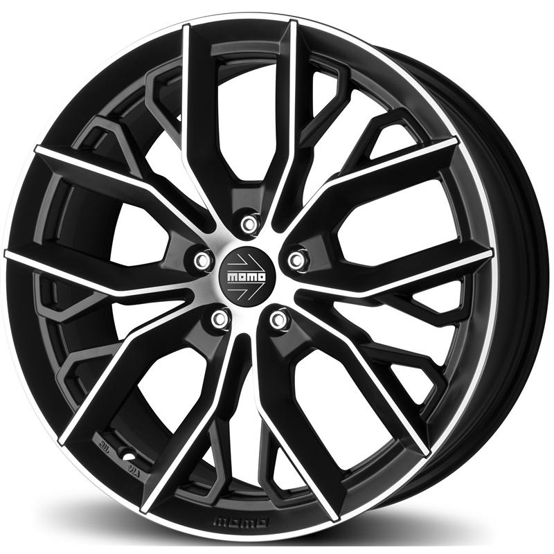 aCerchi in Lega MOMO WHEELS Massimo Nero Opaco Diamantato 5 fori 18\" 8X18 ET40 5x114.3