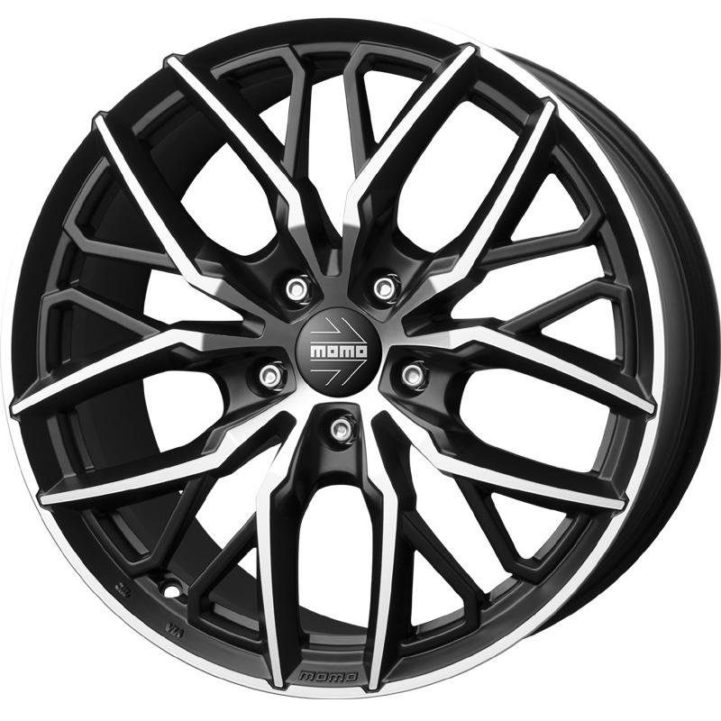 aCerchi in Lega MOMO WHEELS Spider Nero Opaco Diamantato 5 fori 19\" 8.5X19 ET30 5x110