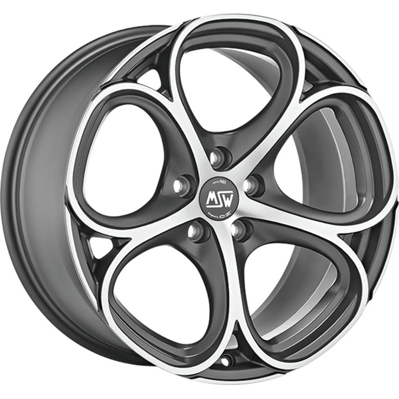 aCerchi in Lega MSW Msw 82 Matt Gun Metal Full Polished 5 fori 18\" 8X18 ET40 5x100