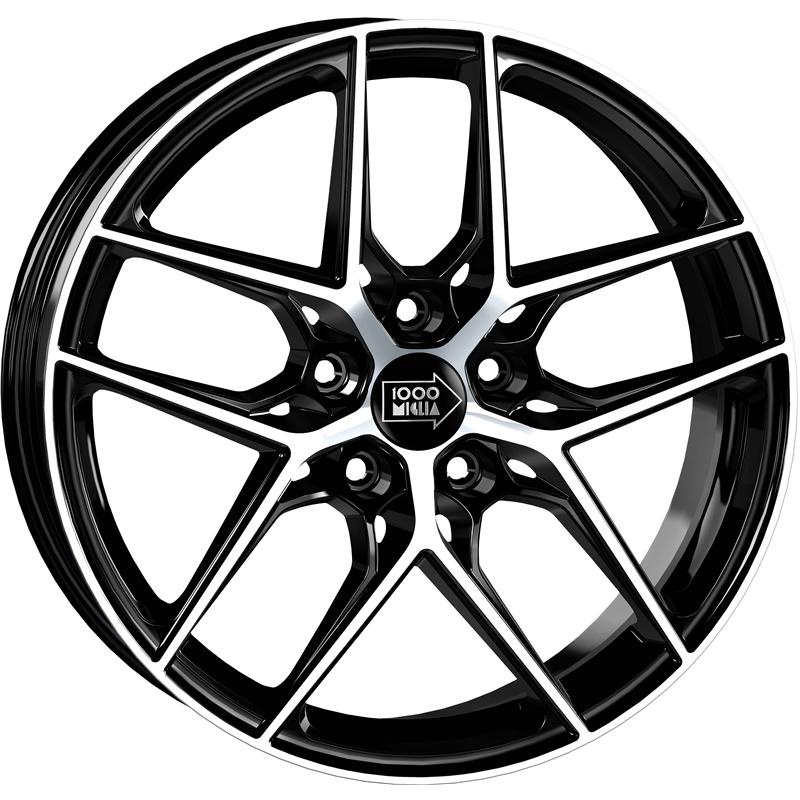 aCerchi in Lega MILLE MIGLIA Mm1004 Gloss Black Polished 5 fori 17\" 7.5X17 ET45 5x108