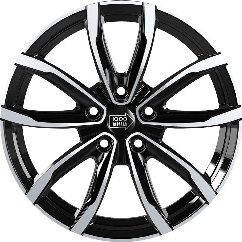 aCerchi in Lega MILLE MIGLIA Mm001evo Black Polished 5 fori 17\" 7X17 ET40 5x114.3