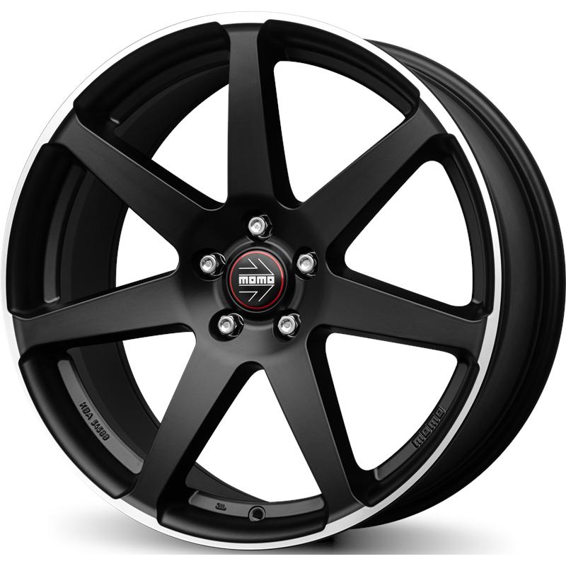 aCerchi in Lega MOMO WHEELS Seven Nero Opaco Diamantato 5 fori 18\" 8X18 ET35 5x110