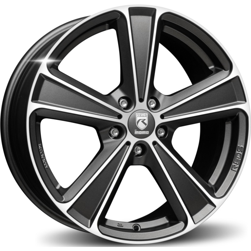 Cerchio MOMO WHEELS Reds Shot! Anthracite Opaco Diamantato 5 fori 17\" 7.5X17 ET32 5x114.3