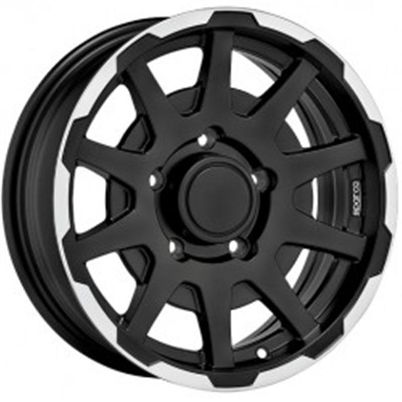 Cerchi in Lega SPARCO Dakar Matt Black Lip Polish 5 fori 16\" 5.5X16 ET5 5x139.7
